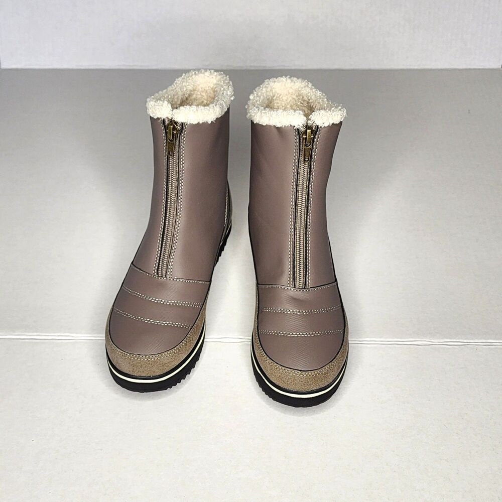 JBU Snowbound Encore Womens Winter Boots Size 6M Taupe Faux Fur Zip Front